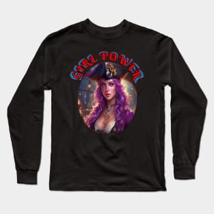 Girl power, she pirate in purple Long Sleeve T-Shirt